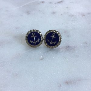 ✨NWOT✨Anchor Earrings in Navy & Silver